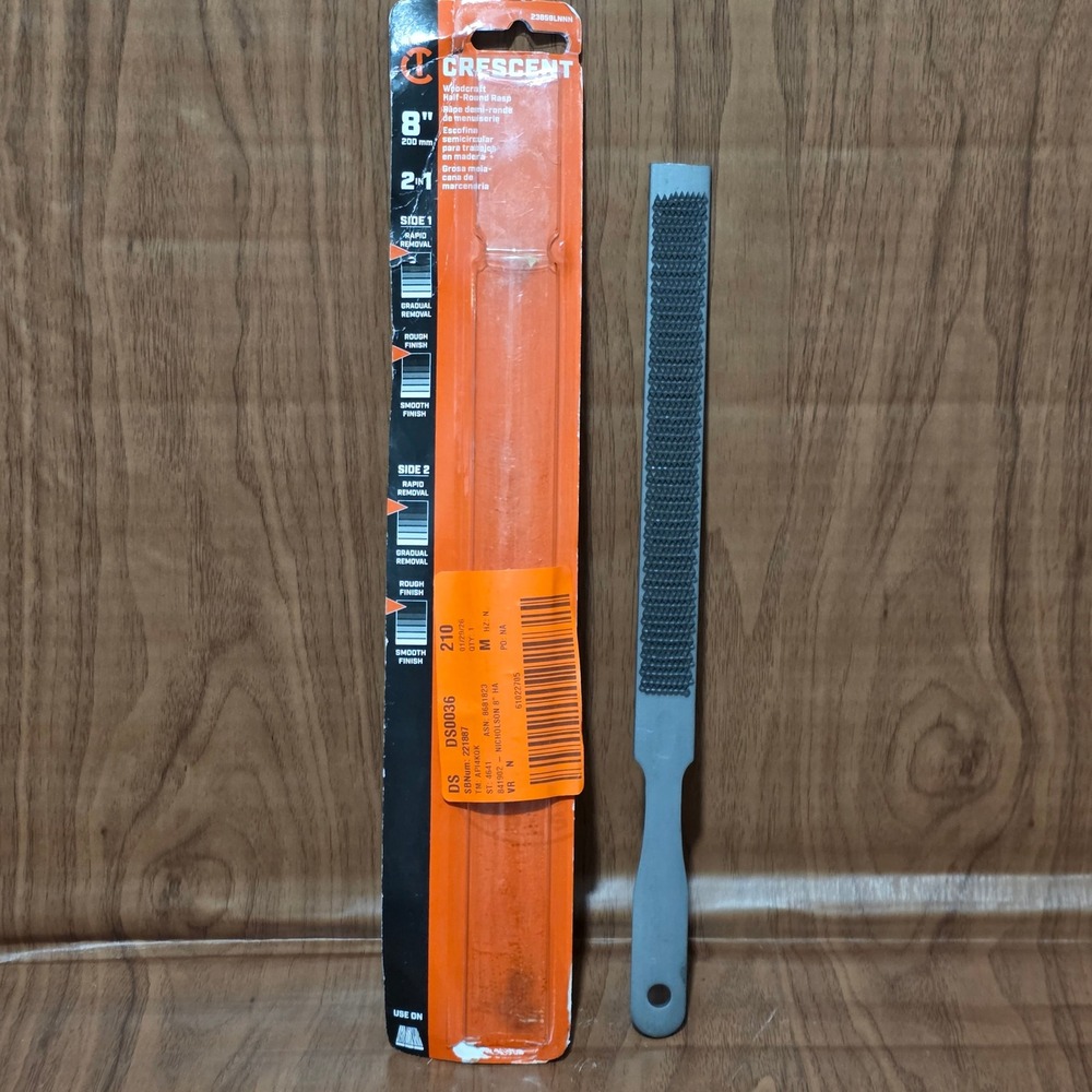 Crescent 8 Inch Woodcraft Half-Round Rasp 2-in-1 Wood File Tool 200mm 23859LNNN